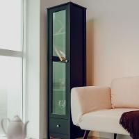 Cristaleira 1 Porta Vidro 1 Gaveta 180x43 Cm E962 Preto Dtall Preto - 2