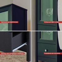 Cristaleira 1 Porta Vidro 1 Gaveta 180x43 Cm E962 Preto Dtall Preto - 3