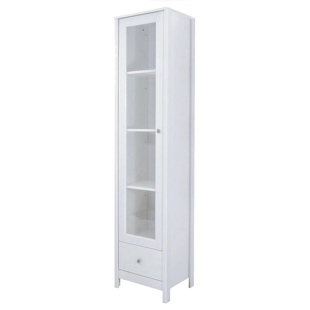 Cristaleira 1 Porta Vidro 1 Gaveta 180x43 Cm E962 Branco Dtall Branco - 1