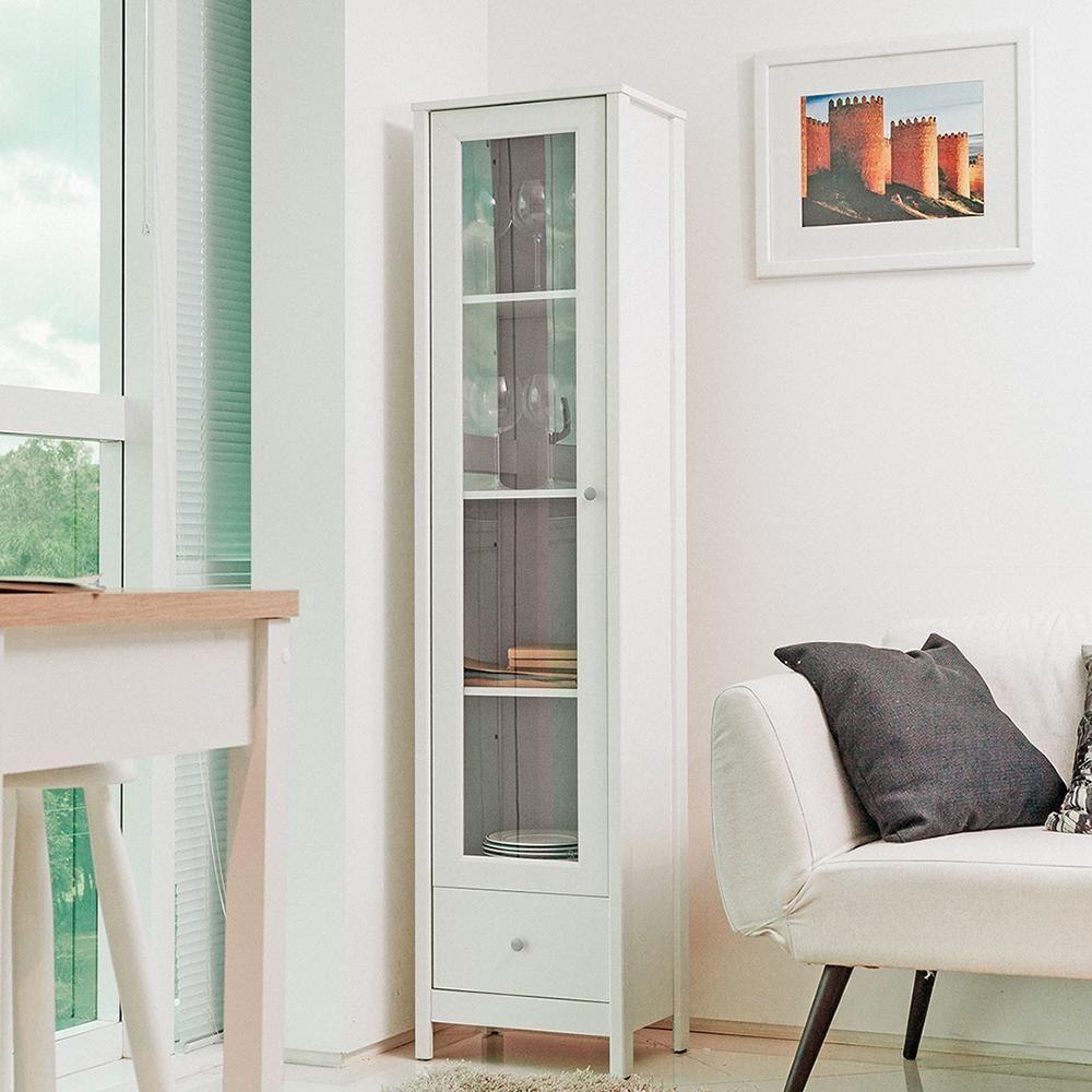 Cristaleira 1 Porta Vidro 1 Gaveta 180x43 Cm E962 Branco Dtall Branco - 8