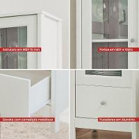 Cristaleira 1 Porta Vidro 1 Gaveta 180x43 Cm E962 Branco Dtall Branco - 3