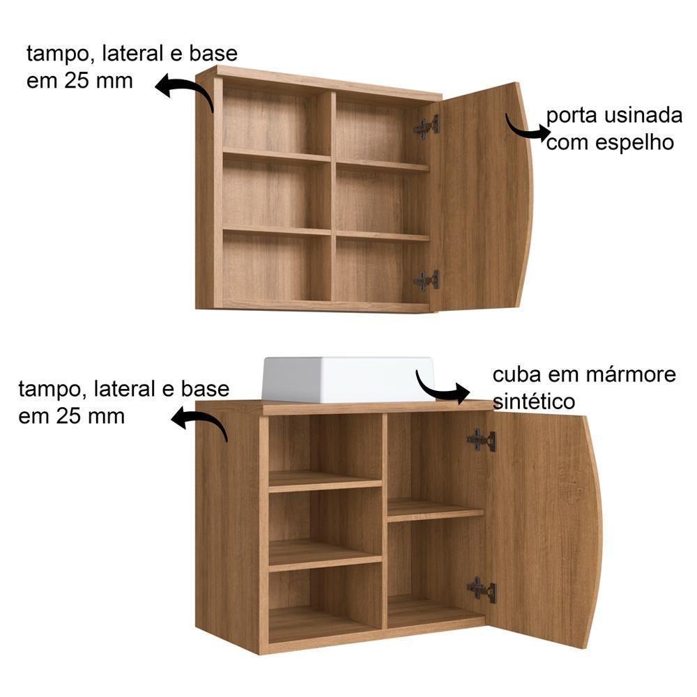 Gabinete Espelheira E Cuba Branca 70 Cm Cj9680 Mell Faem Mell - 3