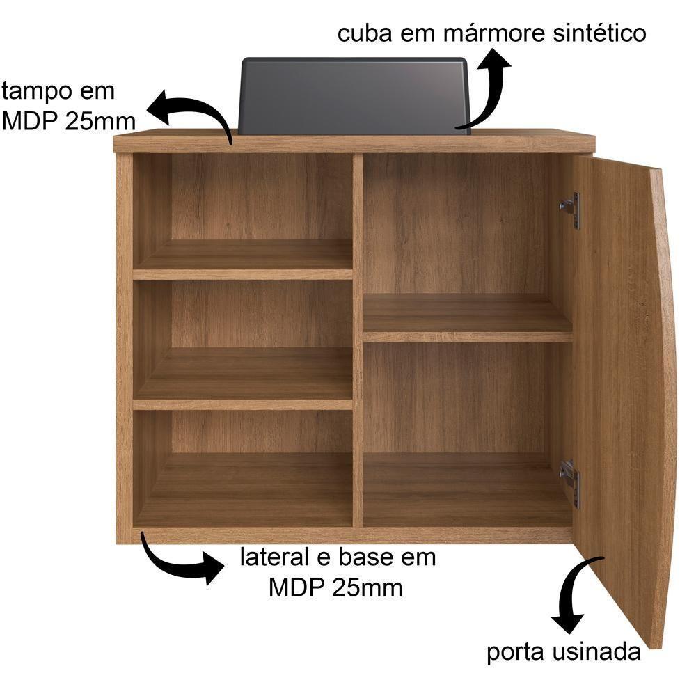 Gabinete Suspenso Com Cuba Preta 70 Cm Bl9680 Mell Faem Mell - 3