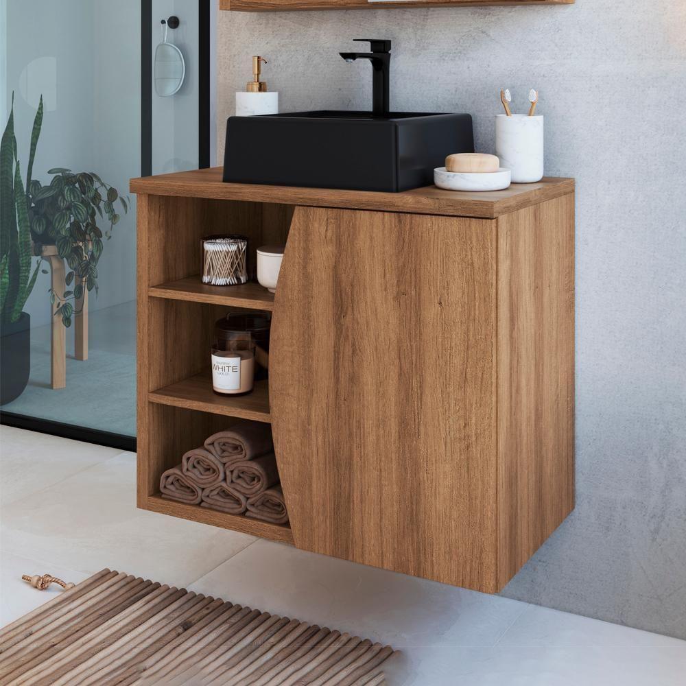 Gabinete Suspenso Com Cuba Preta 70 Cm Bl9680 Mell Faem Mell - 8