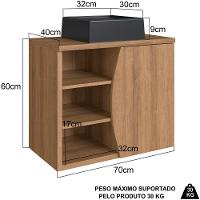 Gabinete Suspenso Com Cuba Preta 70 Cm Bl9680 Mell Faem Mell