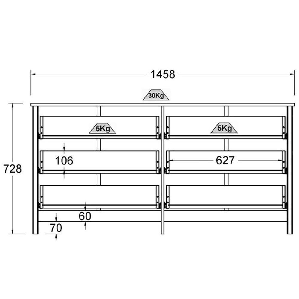 Comoda Para Quarto 6 Gavetas 146 Cm Dm221 Diamond Dtall Diamond - 5