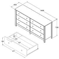 Comoda Para Quarto 6 Gavetas 146 Cm Dm221 Diamond Dtall Diamond - 2
