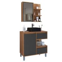 Gabinete 80 Cm Espelheira E Cuba Preta Cj2001 Mell Grafite Faem Mell Grafite - 1