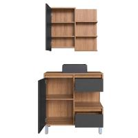 Gabinete 80 Cm Espelheira E Cuba Preta Cj2001 Mell Grafite Faem Mell Grafite - 6