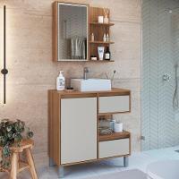 Gabinete 80 Cm Espelheira E Cuba Branca Cj2001 Mell Arenas Faem Mell Arenas - 5