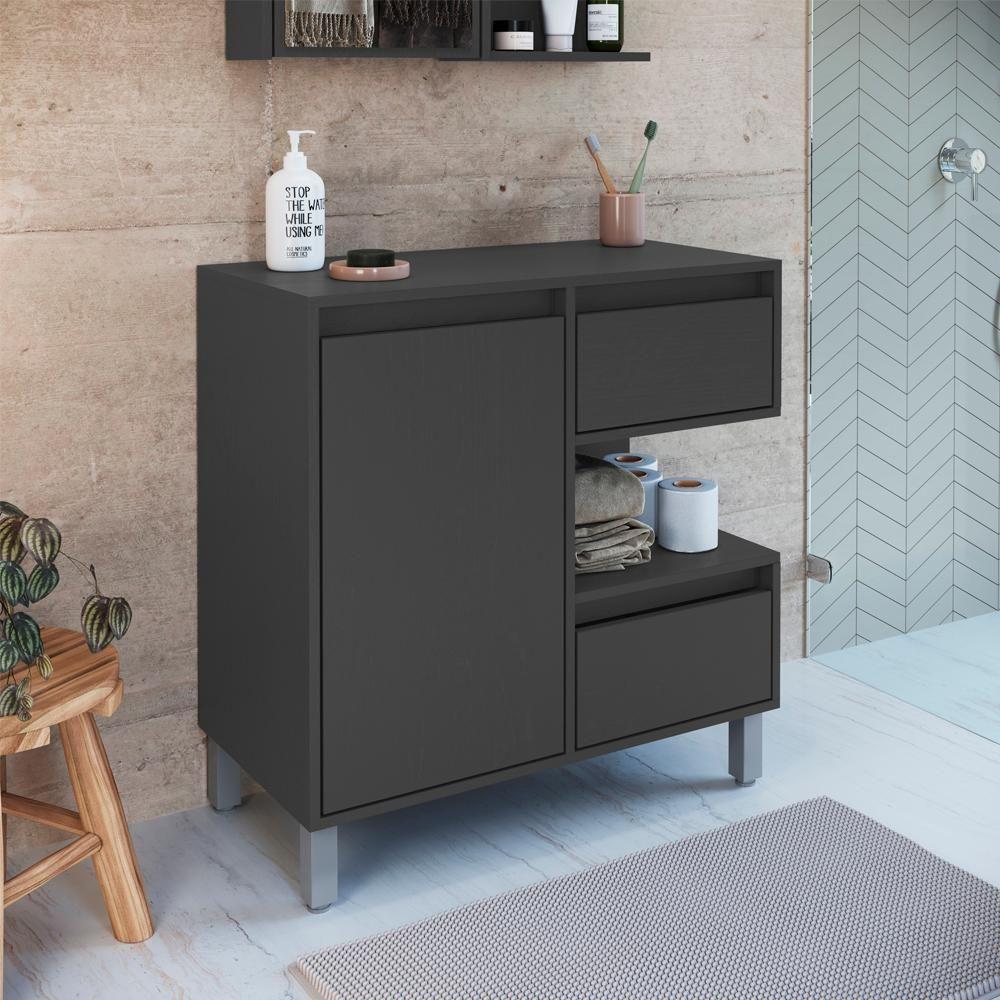 Gabinete Suspenso 80 Cm E Espelheira Cj2001 Grafite Faem Grafite - 6