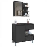 Gabinete Suspenso 80 Cm E Espelheira Cj2001 Grafite Faem Grafite - 1