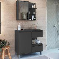 Gabinete Suspenso 80 Cm E Espelheira Cj2001 Grafite Faem Grafite - 2