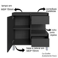Gabinete Suspenso 80 Cm E Espelheira Cj2001 Grafite Faem Grafite - 3
