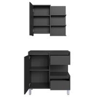 Gabinete Suspenso 80 Cm E Espelheira Cj2001 Grafite Faem Grafite - 5