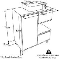 Gabinete Suspenso 80 Cm Cuba Preta Bl2001 Mell Arenas Faem Mell Arenas - 2