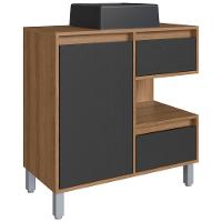 Gabinete Suspenso 80 Cm Cuba Preta Bl2001 Mell Grafite Faem Mell Grafite - 1