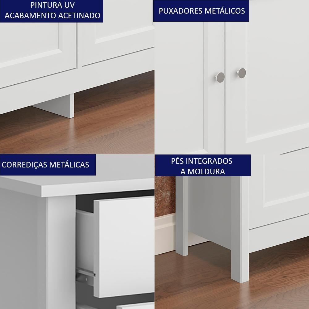 Balcao Buffet 4 Portas 4 Gavetas 154 Cm R626 Branco Dtall Branco - 3