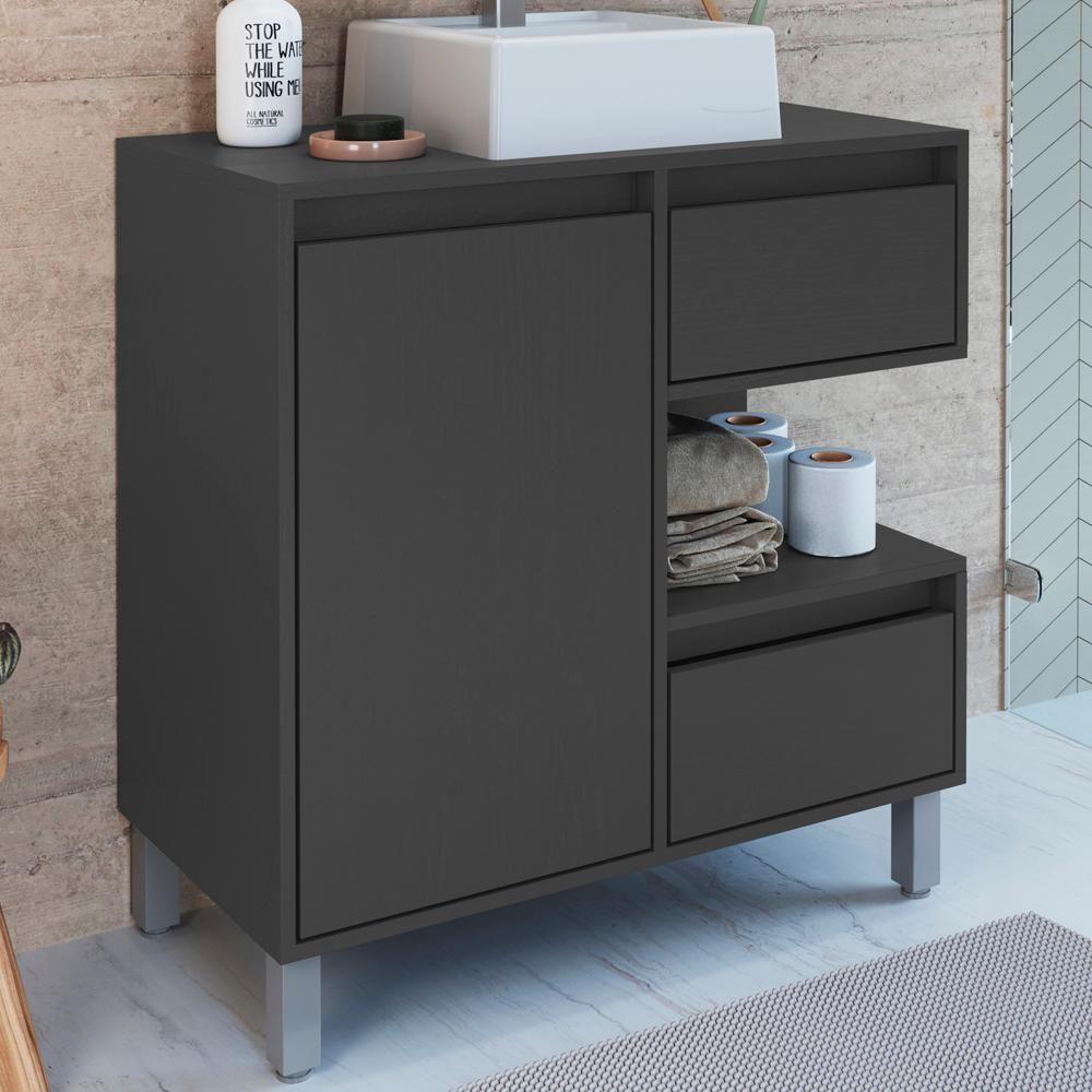 Gabinete Suspenso 80 Cm Cuba Branca Bl2001 Grafite Faem Grafite - 2