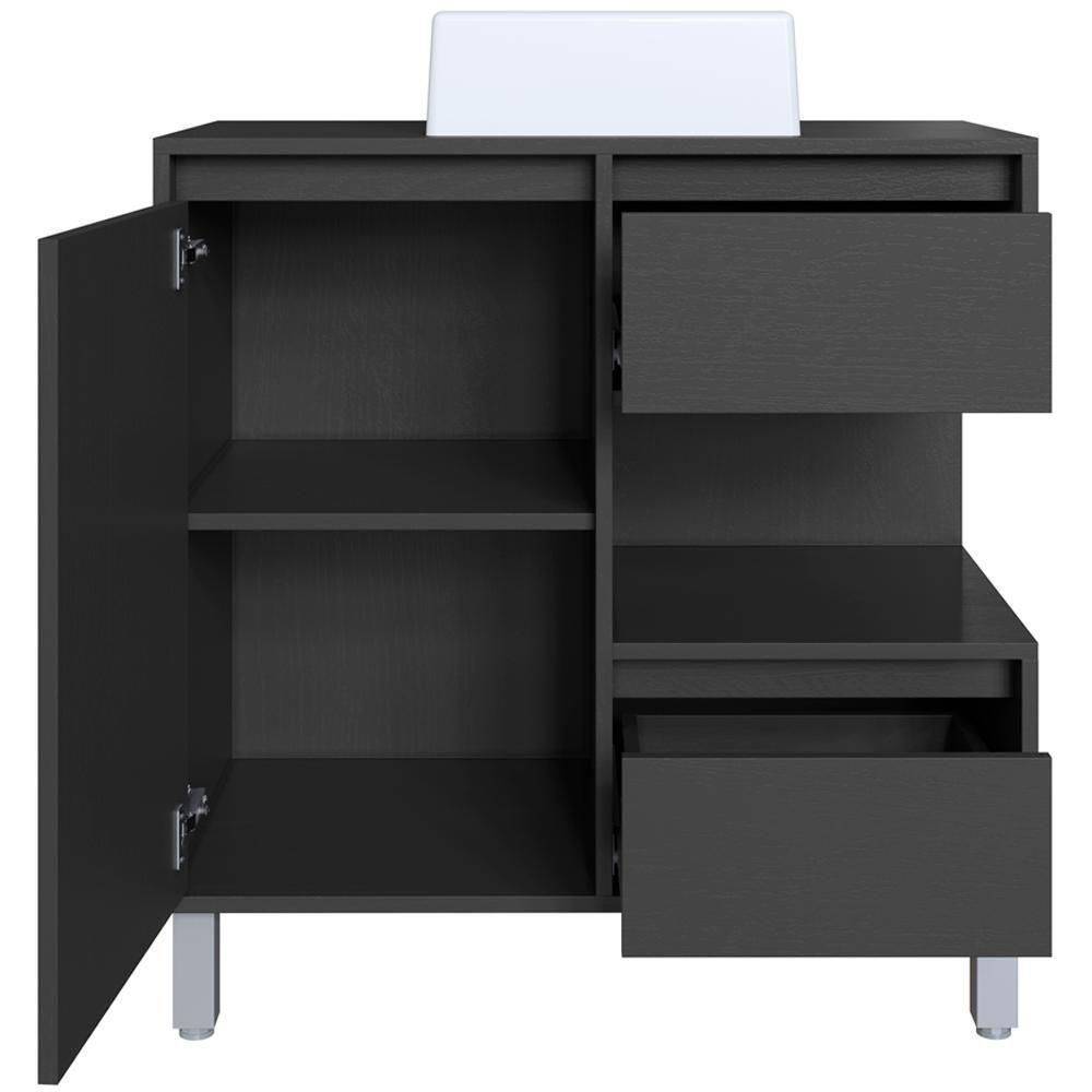 Gabinete Suspenso 80 Cm Cuba Branca Bl2001 Grafite Faem Grafite - 7