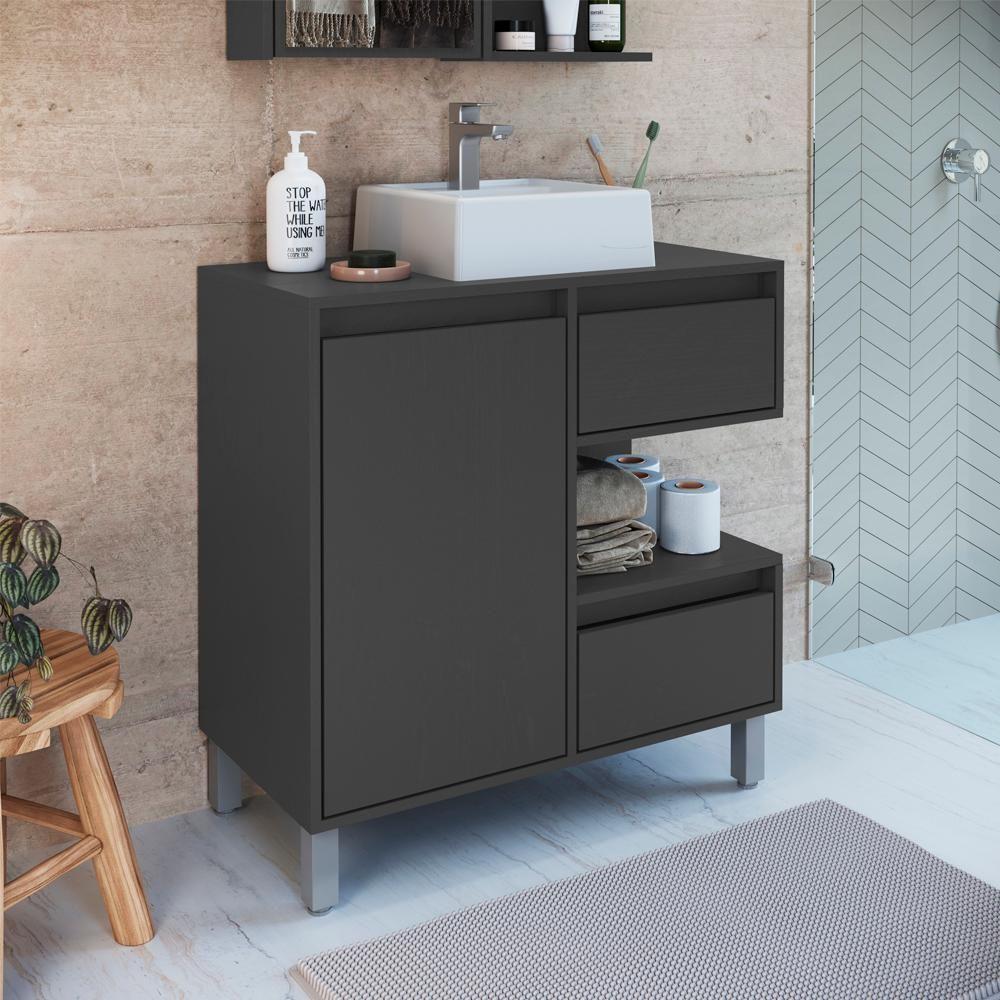 Gabinete Suspenso 80 Cm Cuba Branca Bl2001 Grafite Faem Grafite - 8