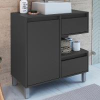 Gabinete Suspenso 80 Cm Cuba Branca Bl2001 Grafite Faem Grafite - 2