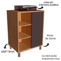 Gabinete 1 Porta Correr 60 Cm Cuba Preta Bl7250 Mell Grafite Faem Mell Grafite