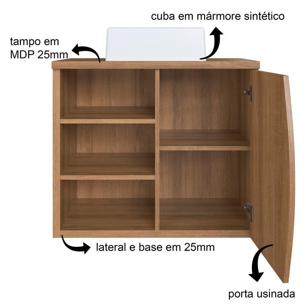Gabinete Suspenso Com Cuba Branca 70 Cm Bl9680 Mell Faem Mell - 3