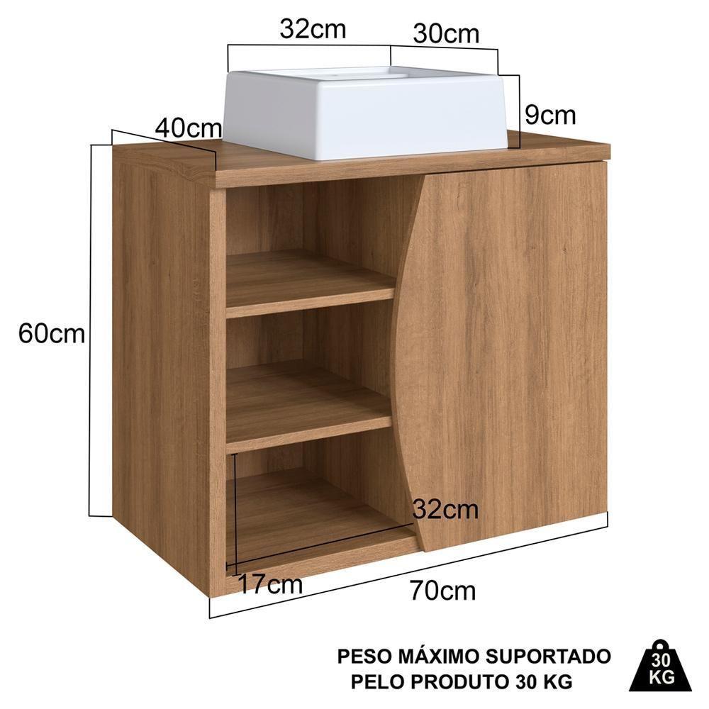 Gabinete Suspenso Com Cuba Branca 70 Cm Bl9680 Mell Faem Mell - 4