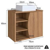 Gabinete Suspenso Com Cuba Branca 70 Cm Bl9680 Mell Faem Mell