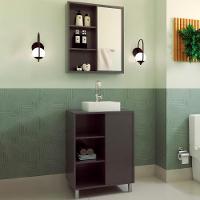 Gabinete 60 Cm Espelheira E Cuba Branca Cj7250 Grafite Faem Grafite - 2