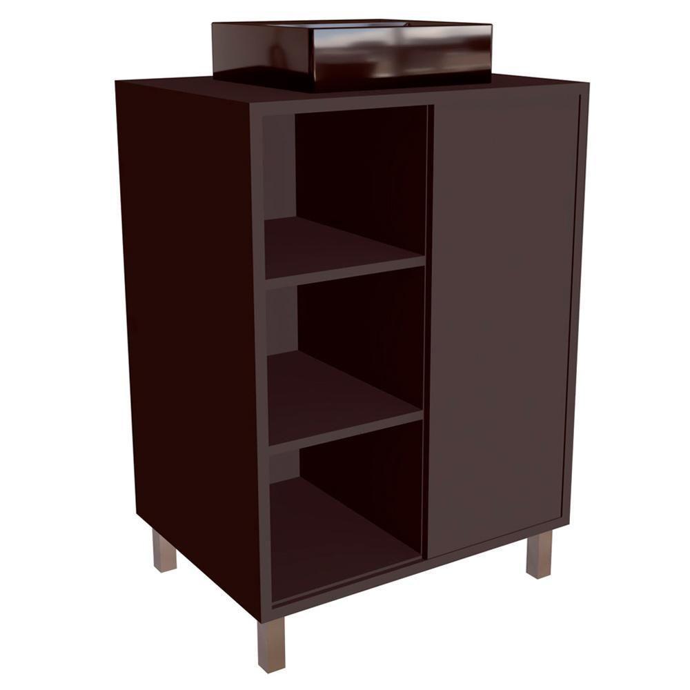 Gabinete 1 Porta Correr 60 Cm Cuba Preta Bl7250 Grafite Faem Grafite - 1