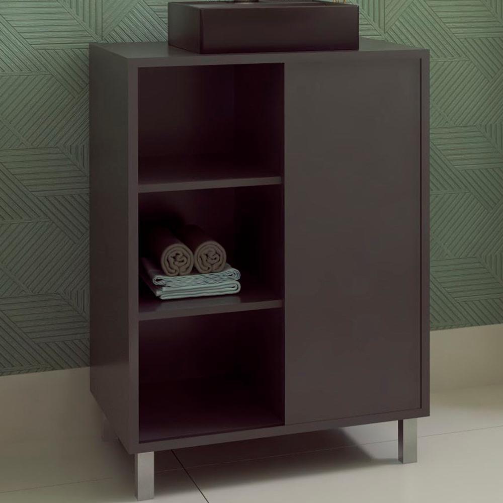 Gabinete 1 Porta Correr 60 Cm Cuba Preta Bl7250 Grafite Faem Grafite - 4