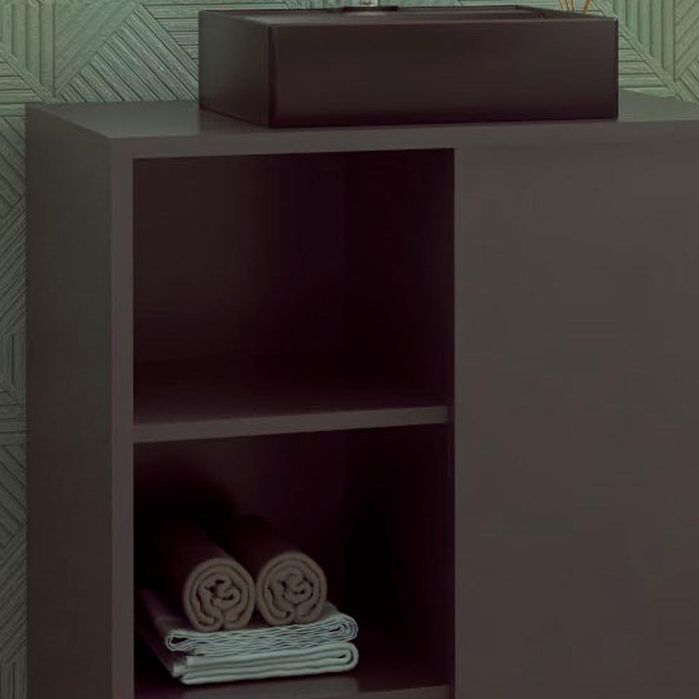 Gabinete 1 Porta Correr 60 Cm Cuba Preta Bl7250 Grafite Faem Grafite - 7