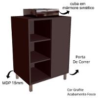 Gabinete 1 Porta Correr 60 Cm Cuba Preta Bl7250 Grafite Faem Grafite - 3