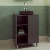 Gabinete 1 Porta Correr 60 Cm Cuba Preta Bl7250 Grafite Faem Grafite - 6