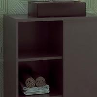 Gabinete 1 Porta Correr 60 Cm Cuba Preta Bl7250 Grafite Faem Grafite - 7