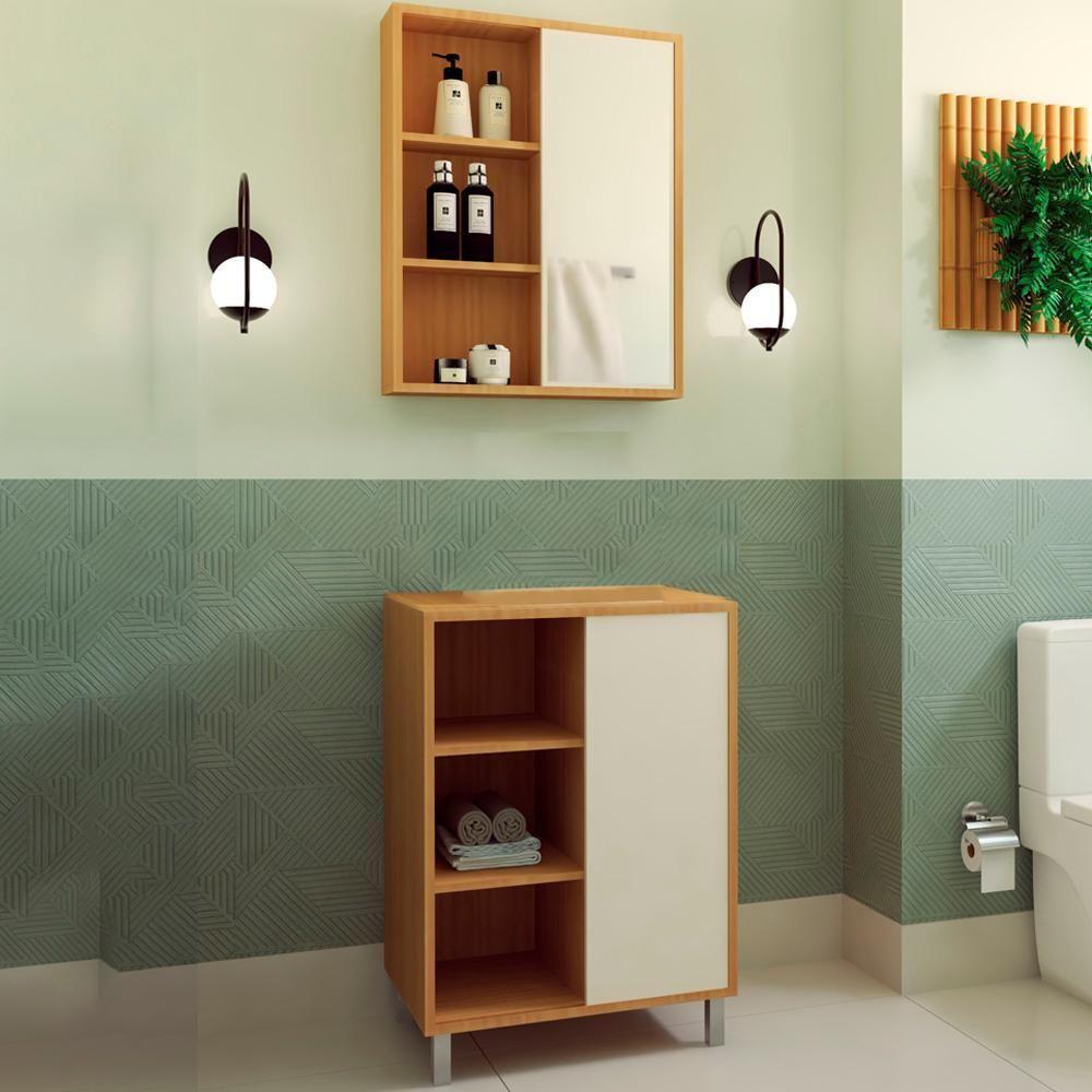 Gabinete 1 Porta Correr 60 Cm Espelheira Cj7250 Mell Arenas Faem Mell Arenas - 2