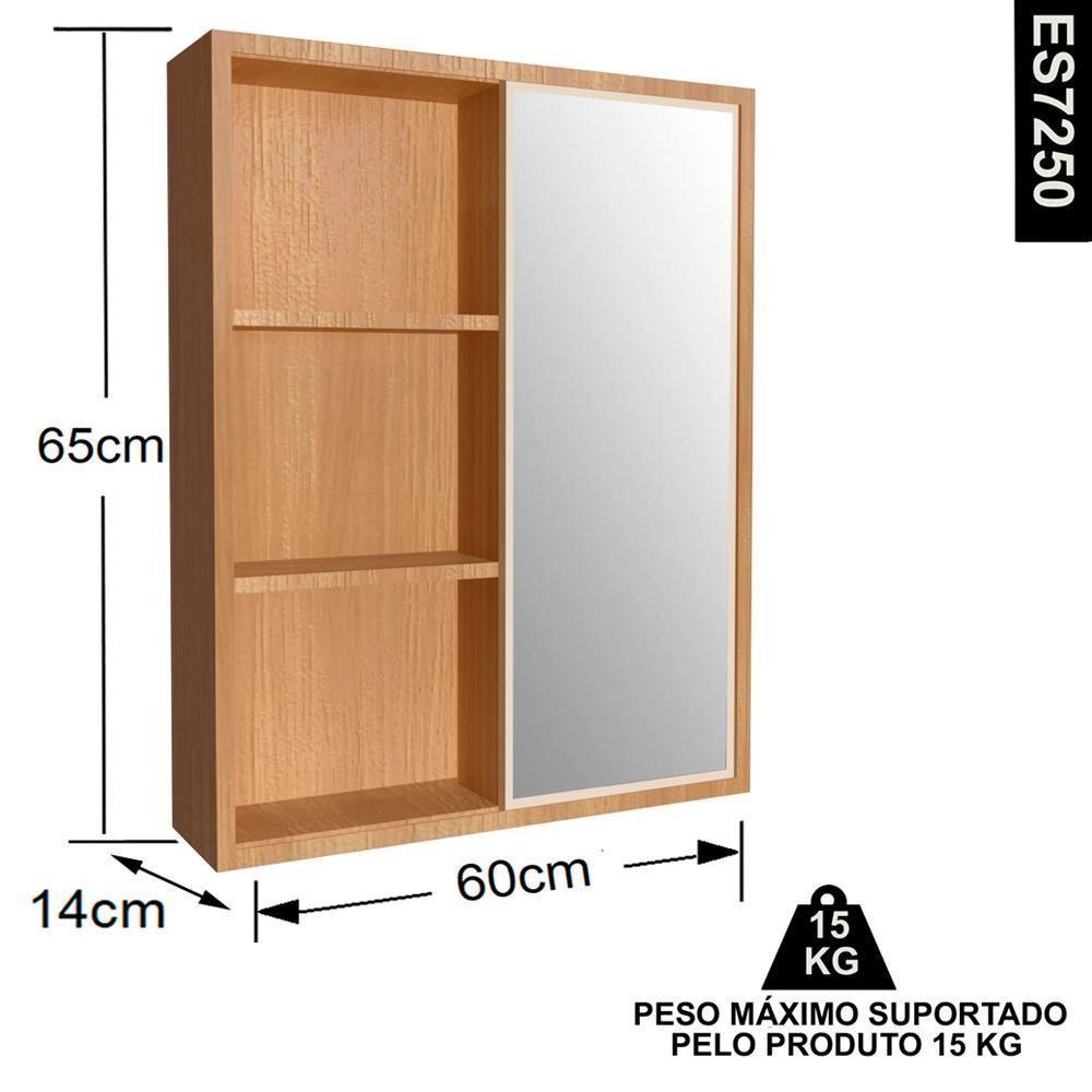 Gabinete 1 Porta Correr 60 Cm Espelheira Cj7250 Mell Arenas Faem Mell Arenas - 7