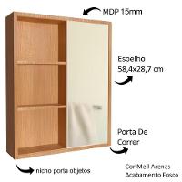 Gabinete 1 Porta Correr 60 Cm Espelheira Cj7250 Mell Arenas Faem Mell Arenas