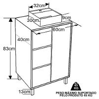 Gabinete 1 Porta Correr 60 Cm Cuba Preta Bl7250 Mell Arenas Faem Mell Arenas