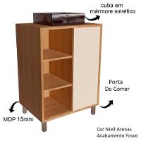Gabinete 1 Porta Correr 60 Cm Cuba Preta Bl7250 Mell Arenas Faem Mell Arenas - 5