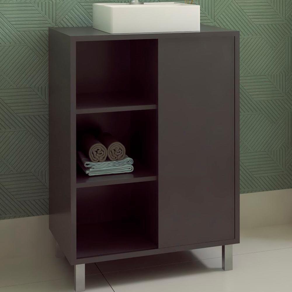 Gabinete 1 Porta Correr 60 Cm Cuba Branca Bl7250 Grafite Faem Grafite - 5