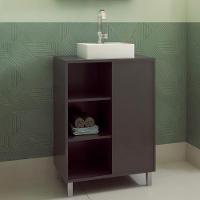 Gabinete 1 Porta Correr 60 Cm Cuba Branca Bl7250 Grafite Faem Grafite - 3