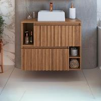 Gabinete Suspenso 2 Portas Com Cuba Branca 75 Cm Bl1000 Mell Faem Mell - 5