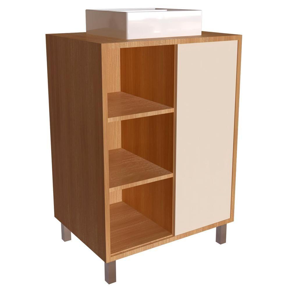 Gabinete 1 Porta Correr 60 Cm Cuba Branca Bl7250 Mell Arenas Faem Mell Arenas - 1