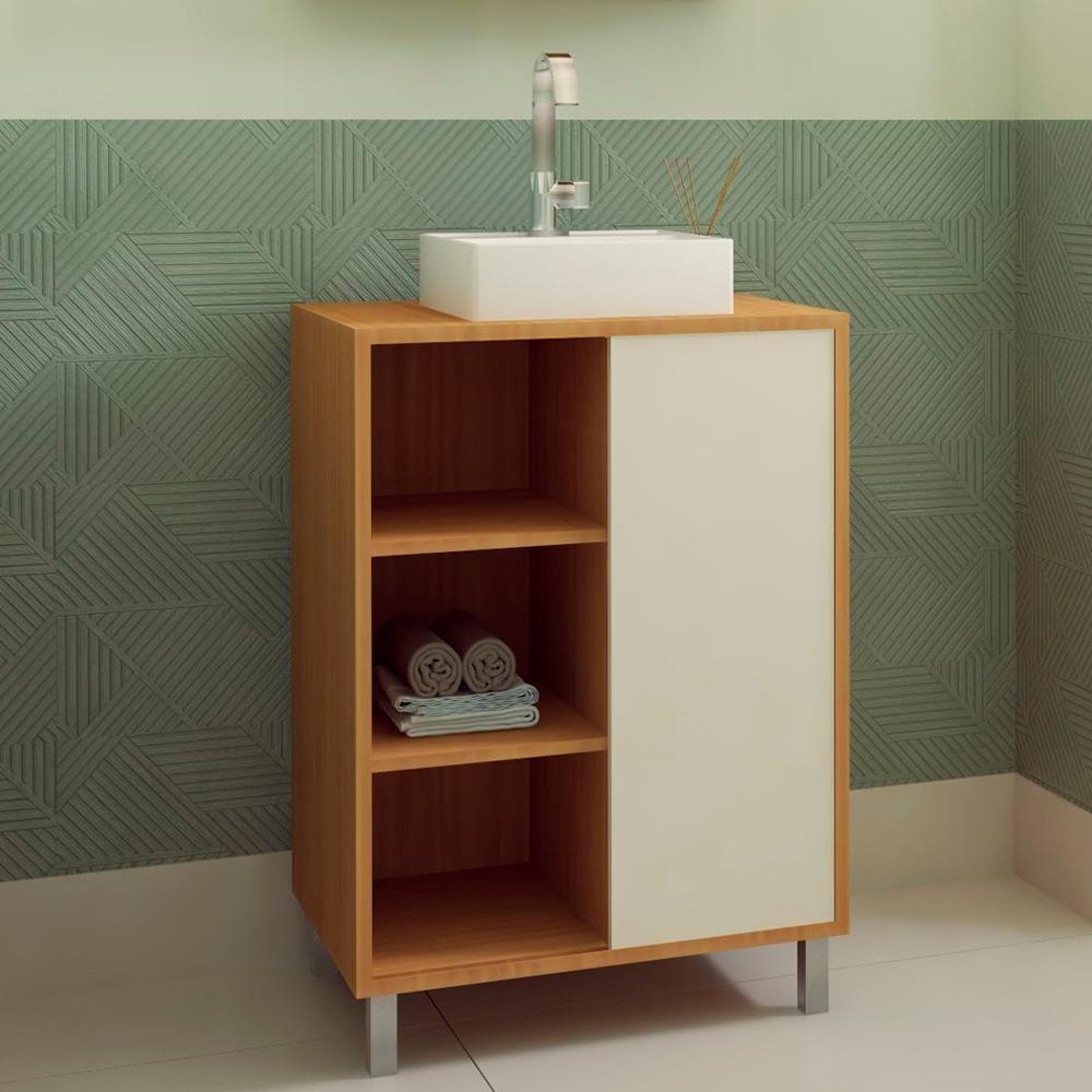 Gabinete 1 Porta Correr 60 Cm Cuba Branca Bl7250 Mell Arenas Faem Mell Arenas - 7