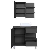 Gabinete 80 Cm Espelheira E Cuba Branca Cj2001 Grafite Faem Grafite - 3