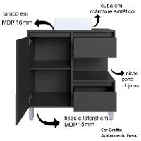 Gabinete 80 Cm Espelheira E Cuba Branca Cj2001 Grafite Faem Grafite - 7