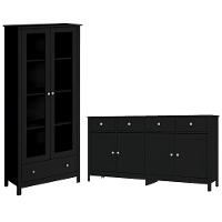 Cristaleira 2 Portas Vidro E Balcao Buffet 4 Portas Preto Dtall Preto - 1